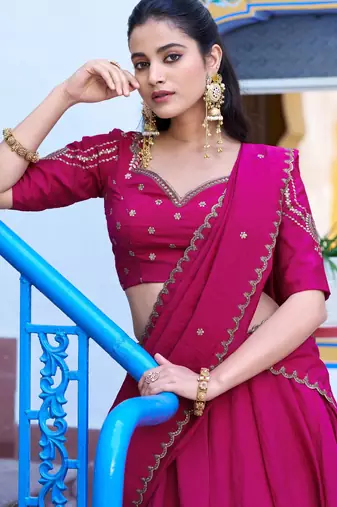 Silk bridesmaids Lehenga Choli with Sequins & Zari Thread Work
