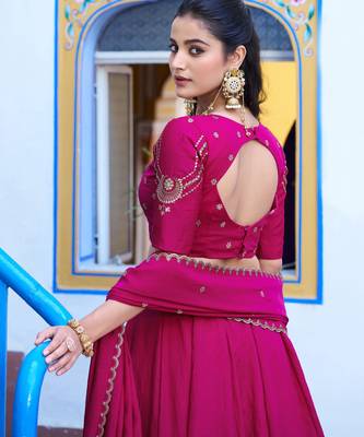 Silk bridesmaids Lehenga Choli with Sequins & Zari Thread Work 3