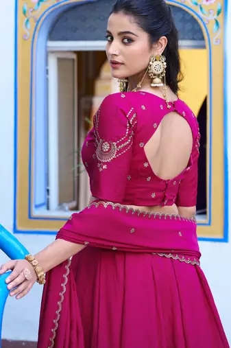 Silk bridesmaids Lehenga Choli with Sequins & Zari Thread Work