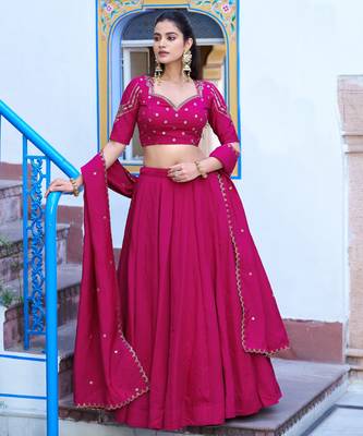 Silk bridesmaids Lehenga Choli with Sequins & Zari Thread Work 4