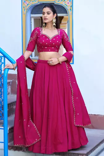 Silk bridesmaids Lehenga Choli with Sequins & Zari Thread Work