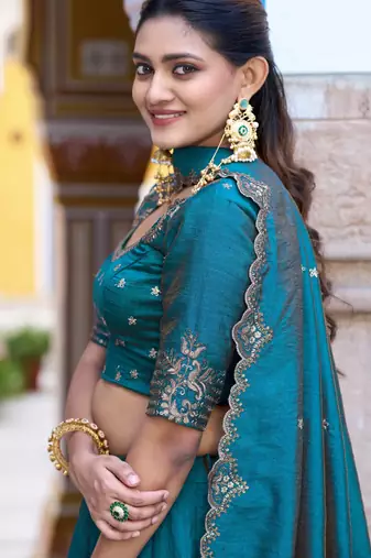 Silk bridesmaids Lehenga Choli with Sequins & Zari Thread Work