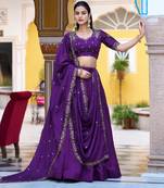 Silk bridesmaids Lehenga Choli with Sequins & Zari-Thread Work