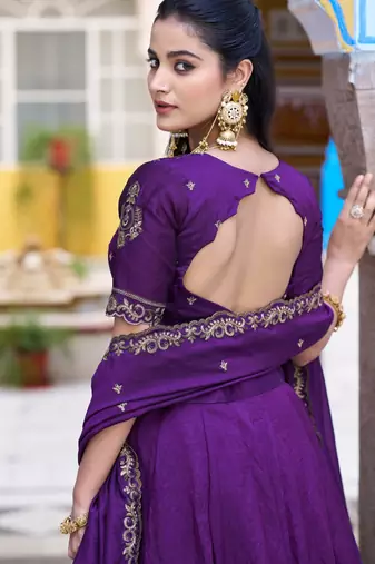 Silk bridesmaids Lehenga Choli with Sequins & Zari Thread Work