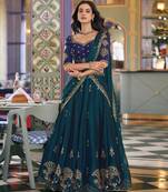 Rangoli Silk Lehenga Choli with Sequins & Thread Embroidery