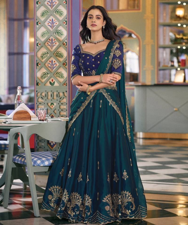 Rangoli Silk Lehenga Choli with Sequins & Thread Embroidery