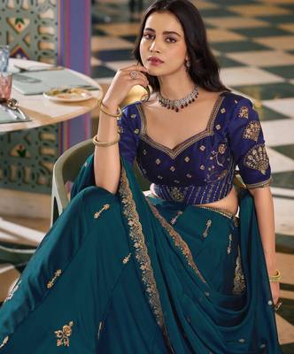 Rangoli Silk Lehenga Choli with Sequins & Thread Embroidery 2
