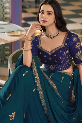 Rangoli Silk Lehenga Choli with Sequins & Thread Embroidery