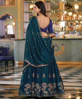 Rangoli Silk Lehenga Choli with Sequins & Thread Embroidery 3
