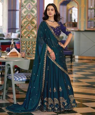 Rangoli Silk Lehenga Choli with Sequins & Thread Embroidery 4