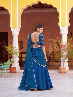 Fendi Silk Sequins & Threadwork Embroidered Lehenga Choli 3
