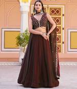 Fendi Silk Sequins & Threadwork Embroidered Lehenga Choli