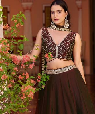 Fendi Silk Sequins & Threadwork Embroidered Lehenga Choli 2