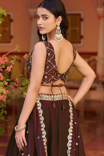 Fendi Silk Sequins & Threadwork Embroidered Lehenga Choli