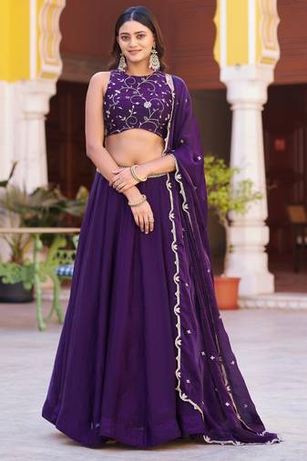 Fendi Silk Sequins & Threadwork Embroidered Lehenga Choli