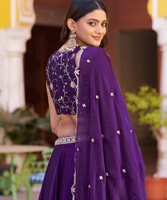 Fendi Silk Sequins & Threadwork Embroidered Lehenga Choli 3