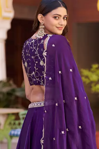 Fendi Silk Sequins & Threadwork Embroidered Lehenga Choli