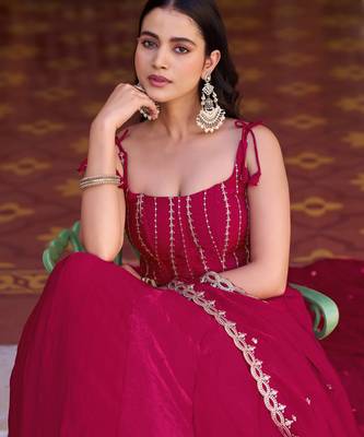 Fendi Silk Sequins & Threadwork Embroidered Lehenga Choli 2