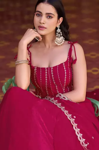 Fendi Silk Sequins & Threadwork Embroidered Lehenga Choli