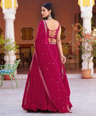 Fendi Silk Sequins & Threadwork Embroidered Lehenga Choli 3