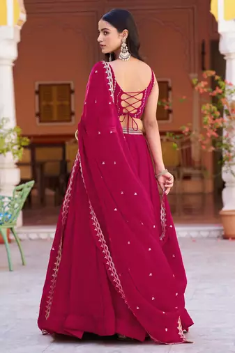 Fendi Silk Sequins & Threadwork Embroidered Lehenga Choli