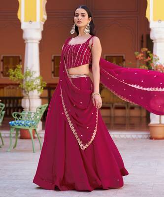 Fendi Silk Sequins & Threadwork Embroidered Lehenga Choli 4