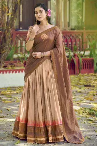 Pure Chanderi Zari Weaving Work Lehenga Choli with Dupatta