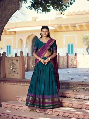 Pure Chanderi Zari Weaving Work Lehenga Choli with Dupatta 1