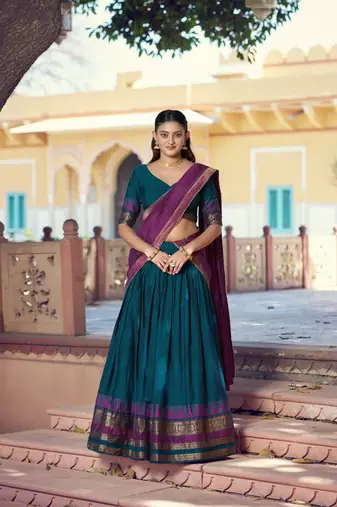 Pure Chanderi Zari Weaving Work Lehenga Choli with Dupatta