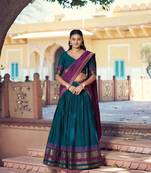 Pure Chanderi Zari Weaving Work Lehenga Choli with Dupatta
