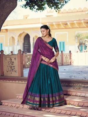 Pure Chanderi Zari Weaving Work Lehenga Choli with Dupatta 2