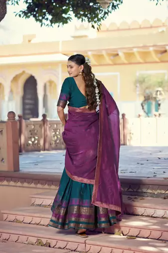 Pure Chanderi Zari Weaving Work Lehenga Choli with Dupatta