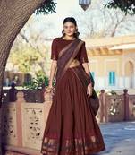 Pure Chanderi Zari Weaving Work Lehenga Choli with Dupatta