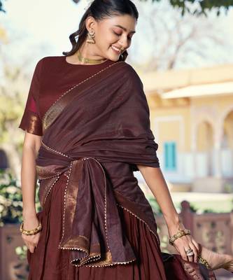 Pure Chanderi Zari Weaving Work Lehenga Choli with Dupatta 2