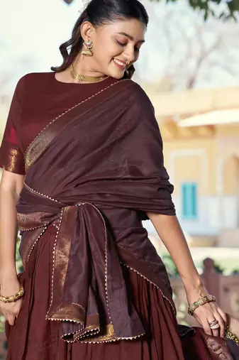 Pure Chanderi Zari Weaving Work Lehenga Choli with Dupatta