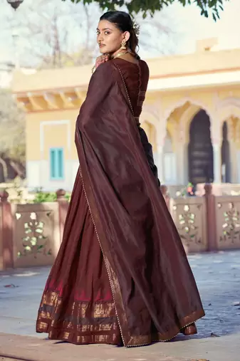 Pure Chanderi Zari Weaving Work Lehenga Choli with Dupatta