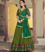 Pure Chanderi Zari Weaving Work Lehenga Choli with Dupatta