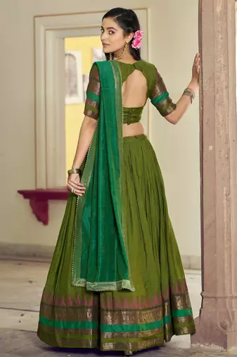 Pure Chanderi Zari Weaving Work Lehenga Choli with Dupatta