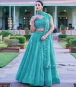 Metallic Sheen Lehenga with Intricate Zari & Beadwork