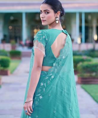 Metallic Sheen Lehenga with Intricate Zari & Beadwork 3