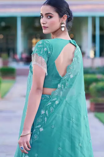 Metallic Sheen Lehenga with Intricate Zari & Beadwork