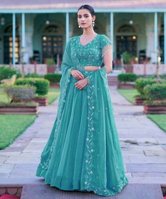 Metallic Sheen Lehenga with Intricate Zari & Beadwork 4