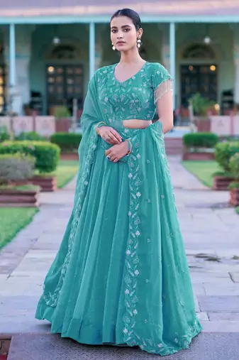 Metallic Sheen Lehenga with Intricate Zari & Beadwork