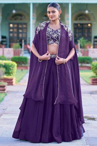 Designer Fendi Silk Indo-Western with Intricate Thread Embroidery
