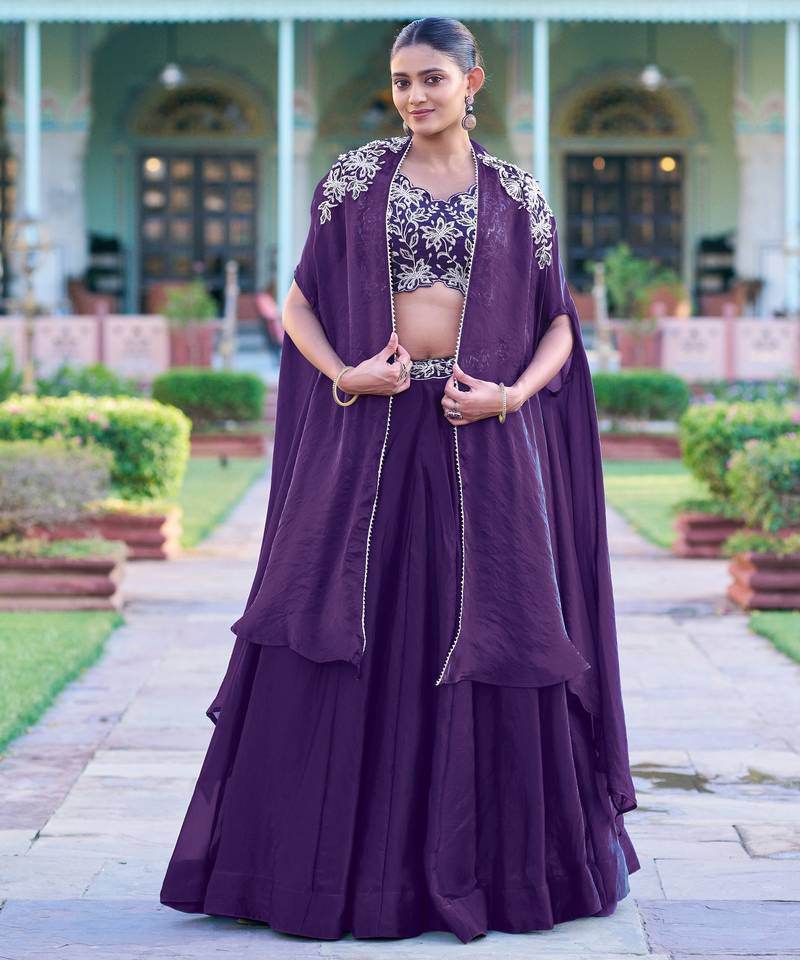 Designer Fendi Silk Indo-Western with Intricate Thread Embroidery