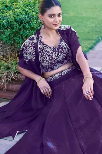 Designer Fendi Silk Indo-Western with Intricate Thread Embroidery