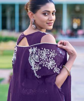 Designer Fendi Silk Indo-Western with Intricate Thread Embroidery 3