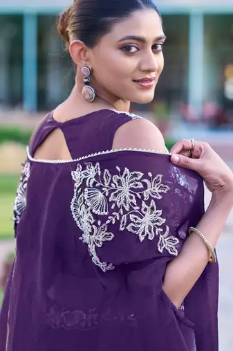 Designer Fendi Silk Indo-Western with Intricate Thread Embroidery
