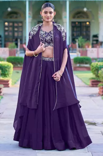 Designer Fendi Silk Indo-Western with Intricate Thread Embroidery