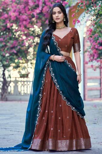 Premium Chinon Chex Lehenga Choli with Zari Work